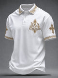 Men's 'Jesus Is My Strength' Printed Casual Top
