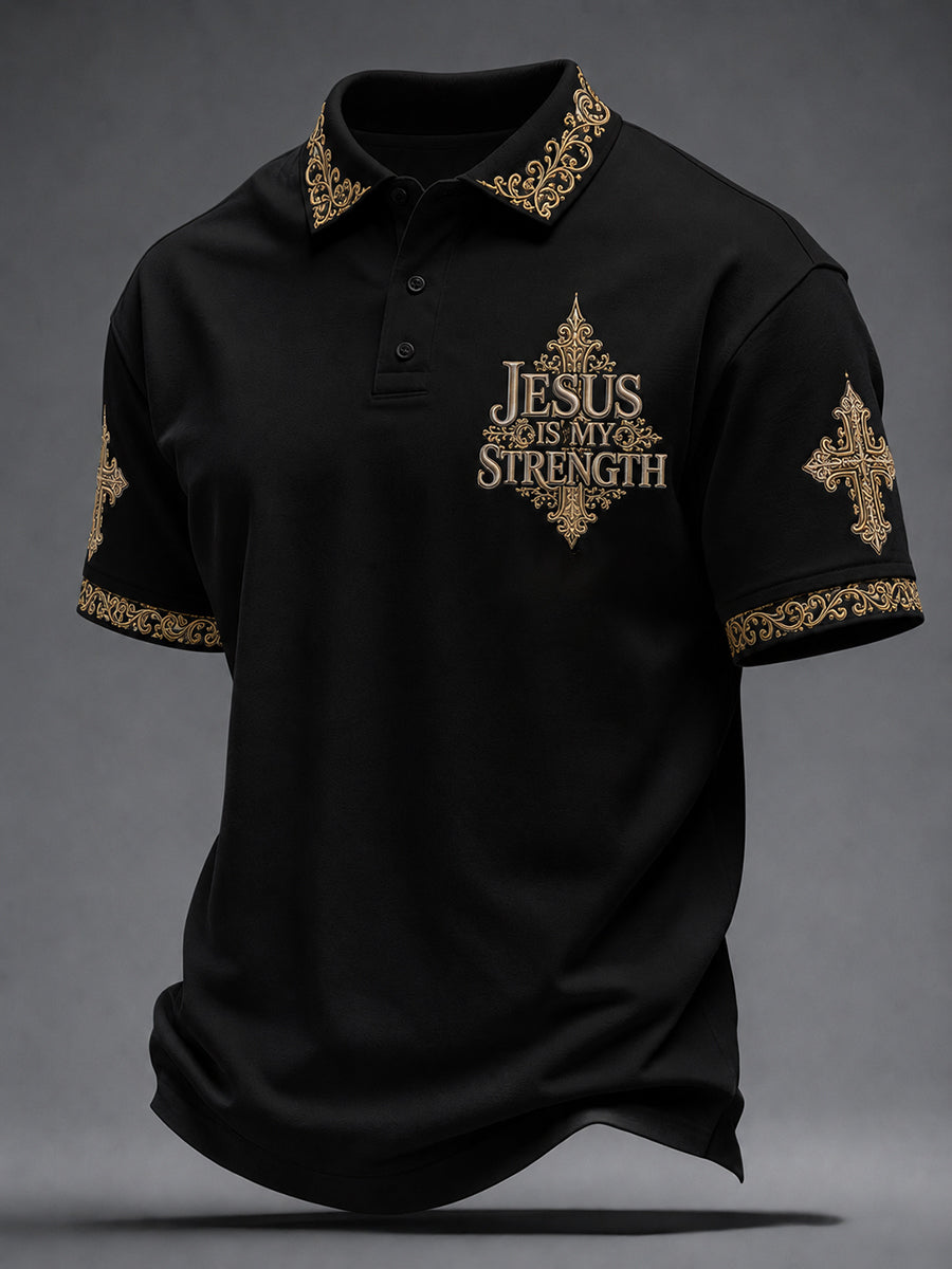 Men's 'Jesus Is My Strength' Printed Casual Top