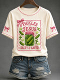 Women's "Pickles and Jesus: Salty & Saved" Casual T-Shirt