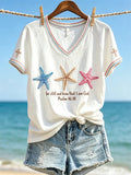 Women's Be Still and Know that I Am God Starfish Print short-sleeved T-shirt