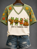 Women's Autumn V-neck Off-shoulder Short-sleeved T-shirt