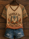 Women's Western Autumn Country Fall Graphic V-neck T-shirt