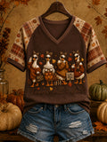 Women's   Cozy Season Leaves Fall I Don't Fall Goose Art Print Short Sleeve T-shirt