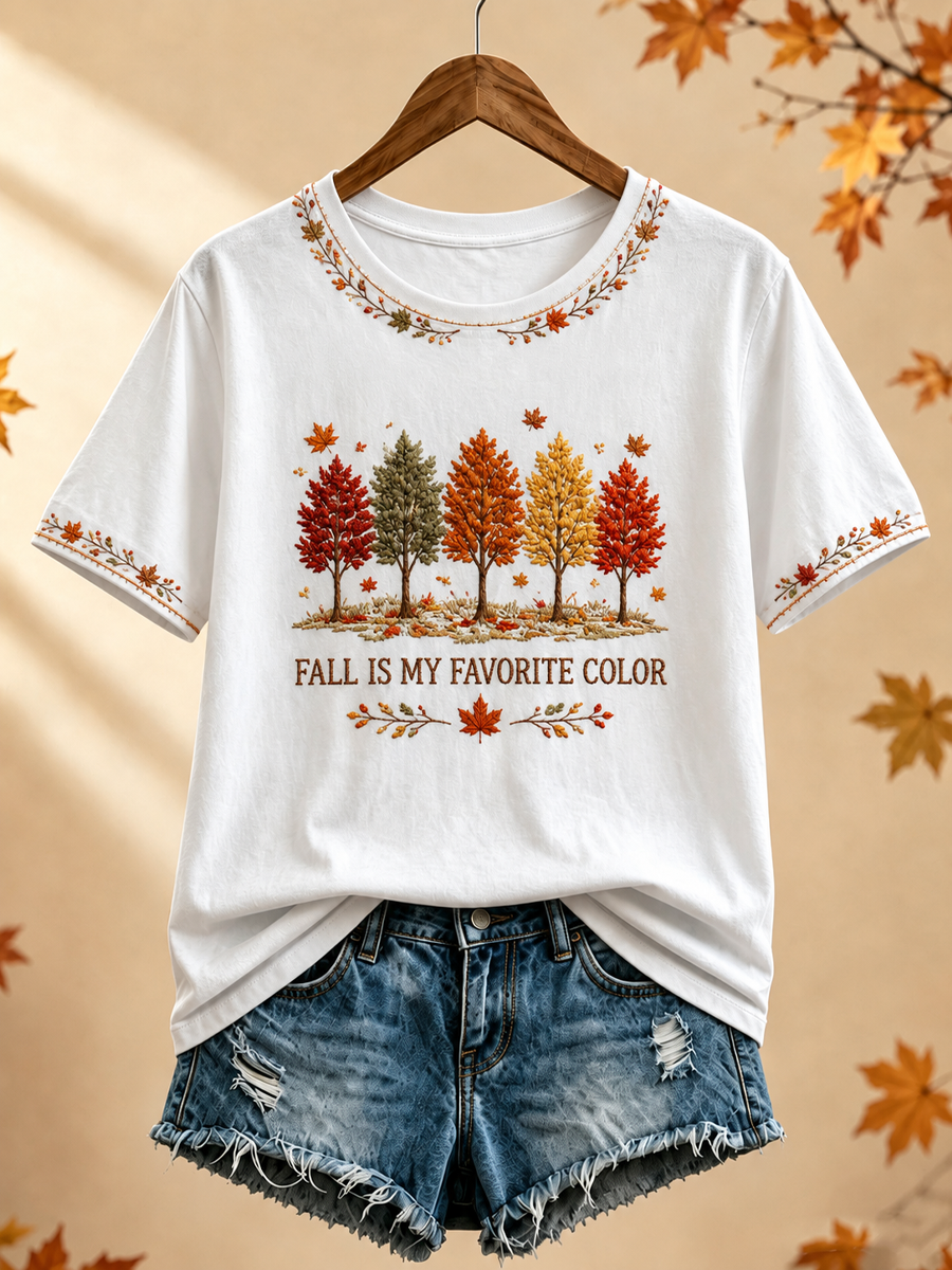 Women's Fall Is My Favorite Color Printed short-sleeved T-shirt