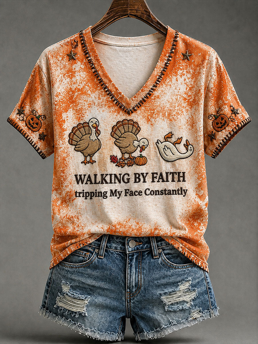 Women's WalkingG By Faith Tripping Constantly Short-sleeved T-shirt