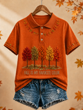 Women's Fall Is My Favorite Color Printed polo T-shirt