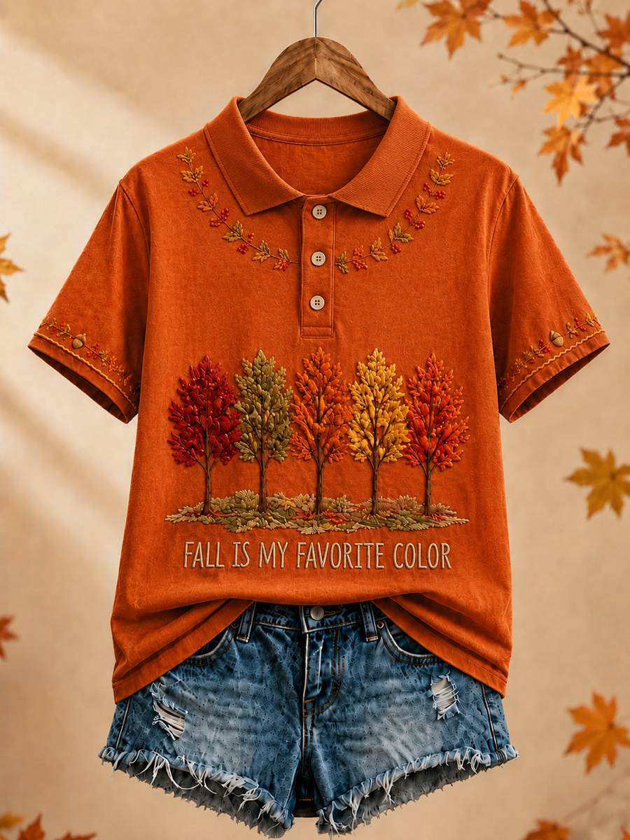 Women's Fall Is My Favorite Color Printed polo T-shirt