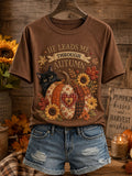 Women's Vintage Cute Cat Fall Season T-shirt