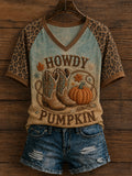 Women's Western Autumn Country Fall Graphic V-neck T-shirt