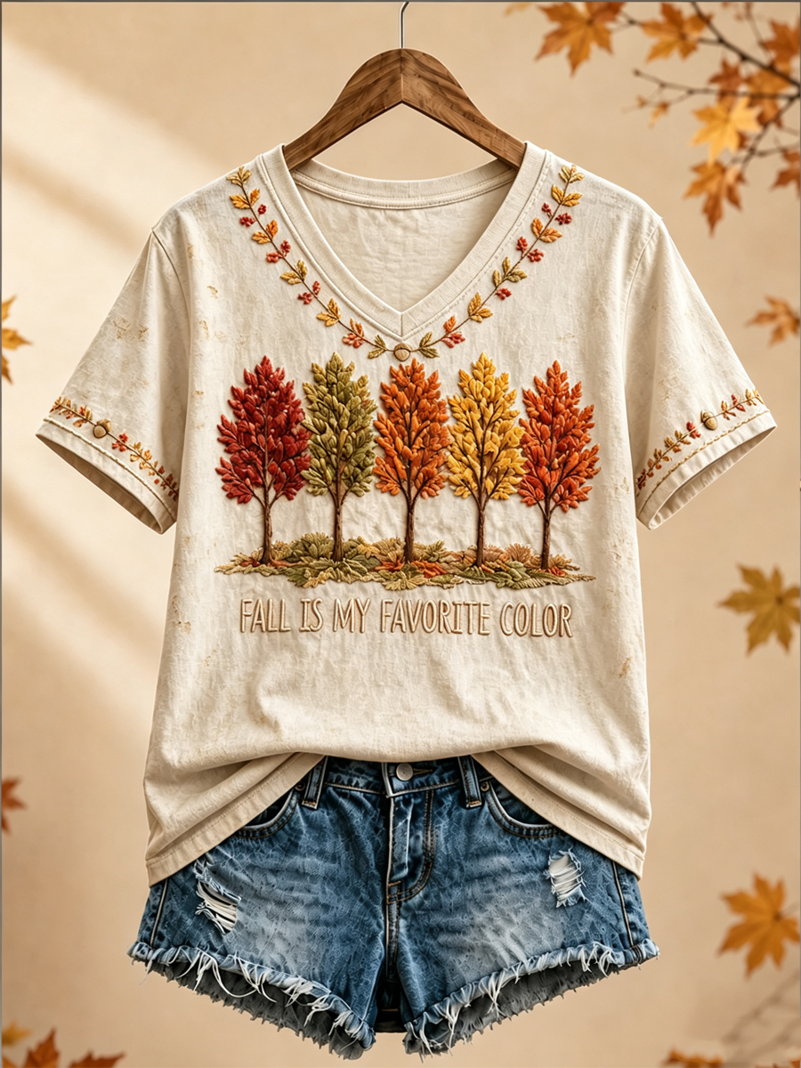Women's Fall Is My Favorite Color Printed short-sleeved T-shirt