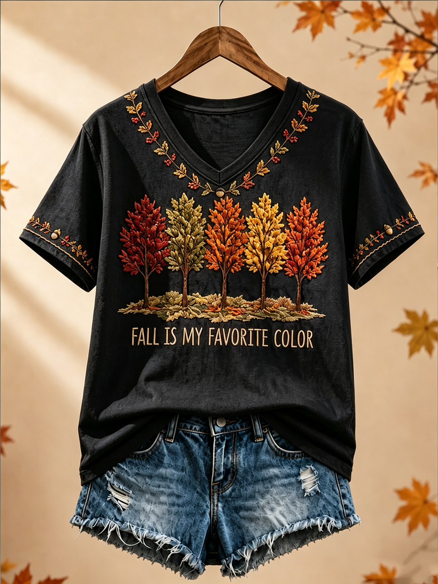 Women's Fall Is My Favorite Color Printed short-sleeved T-shirt