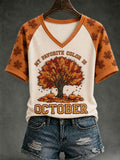 Women's My Favorite Color Is October V-neck T-shirt