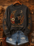 Women's Vintage Cute Cat Fall Season Sweatshirt