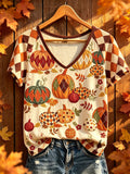 Women's autumn element printed casual short-sleeve T-shirt
