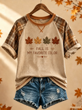 Women's Fall Is My Favorite Color Printed round neck short sleeve T-shirt