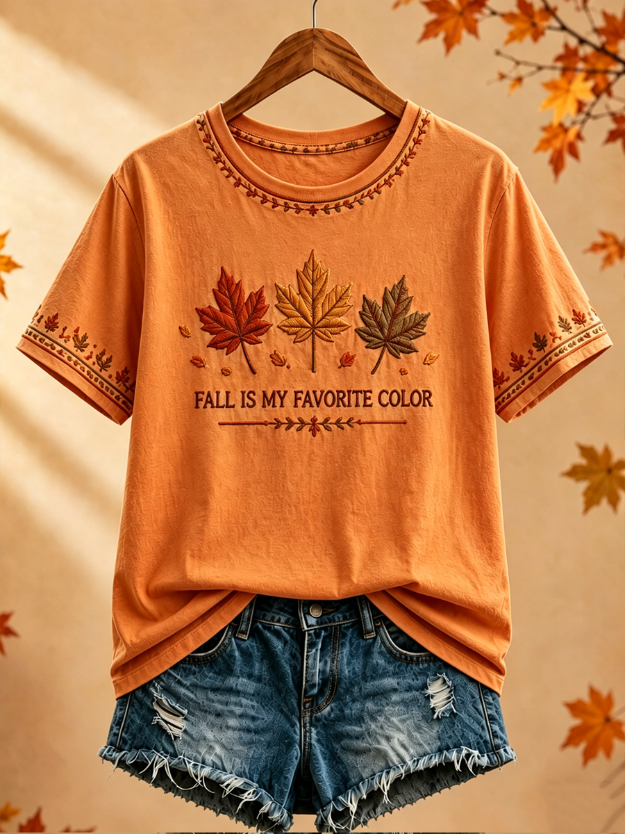 Women's Fall Is My Favorite Color Printed short-sleeved T-shirt