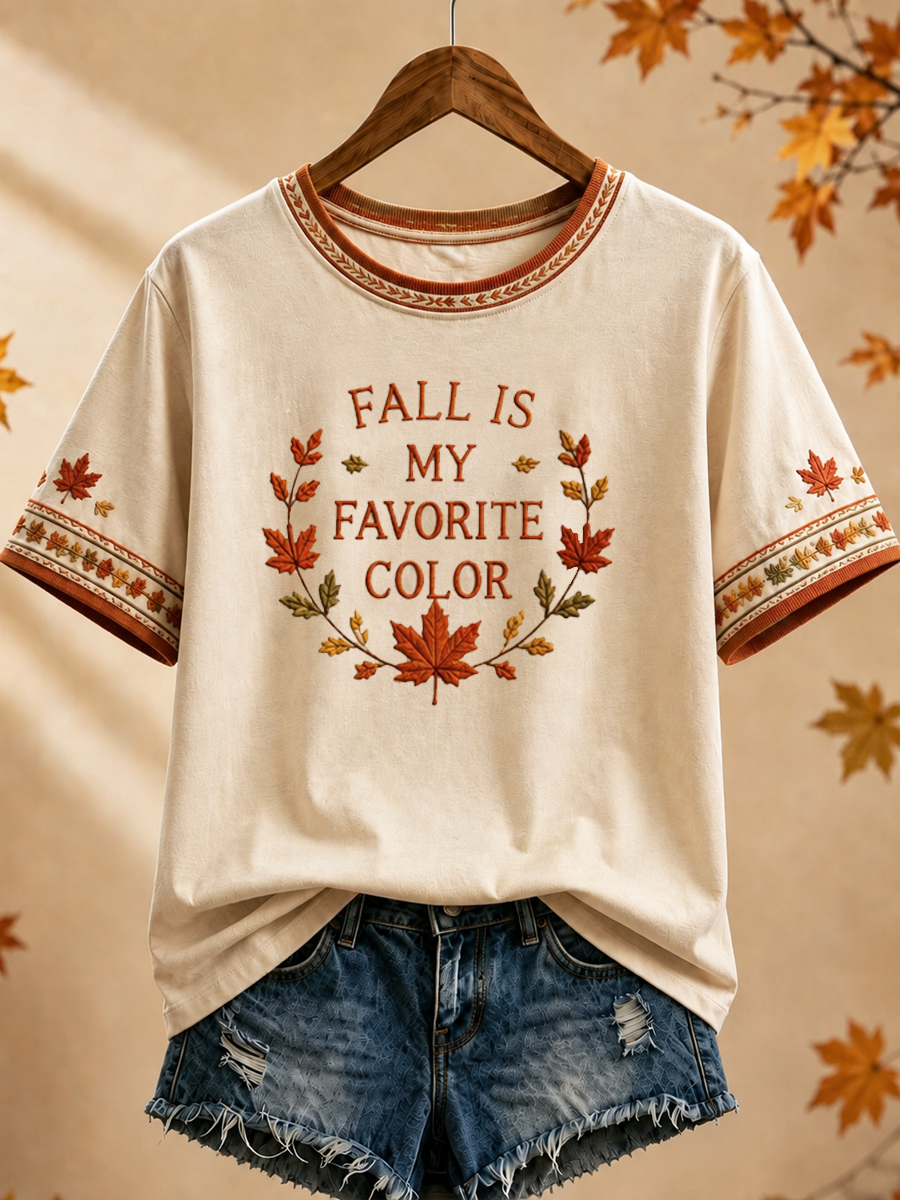 Women's Fall Is My Favorite Color Printed short-sleeved T-shirt