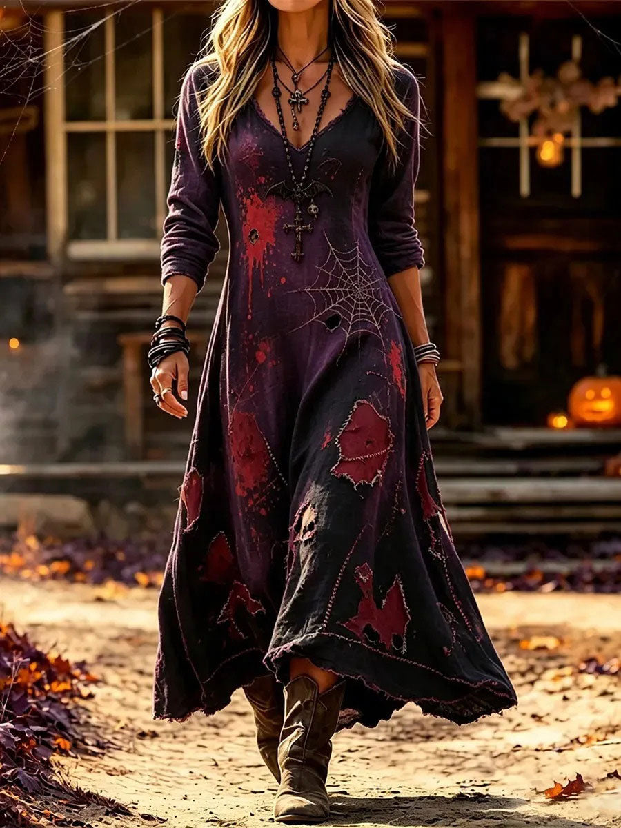 Women's Halloween Patchwork Art Dress