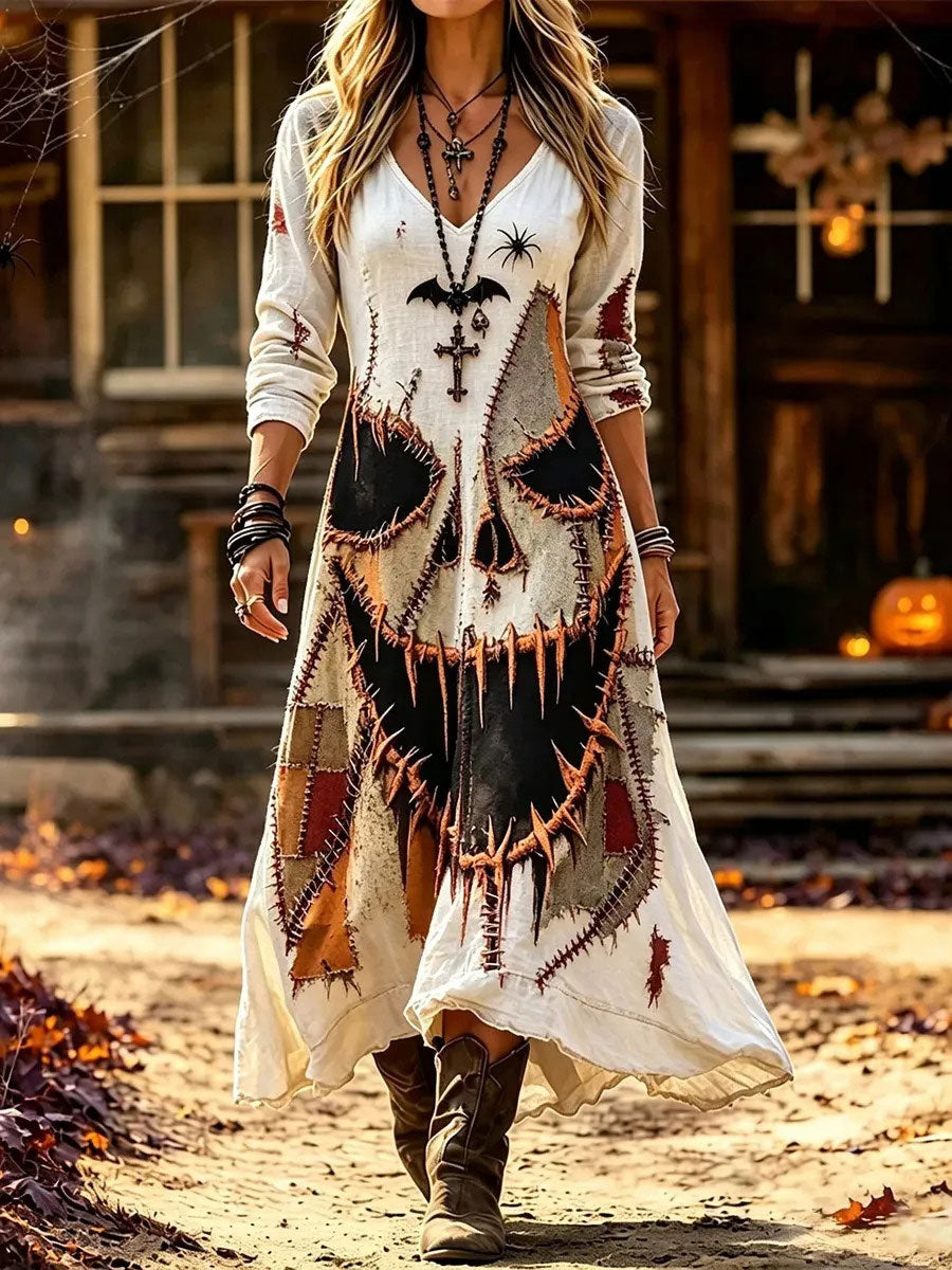 Women's Halloween Patchwork Art Dress