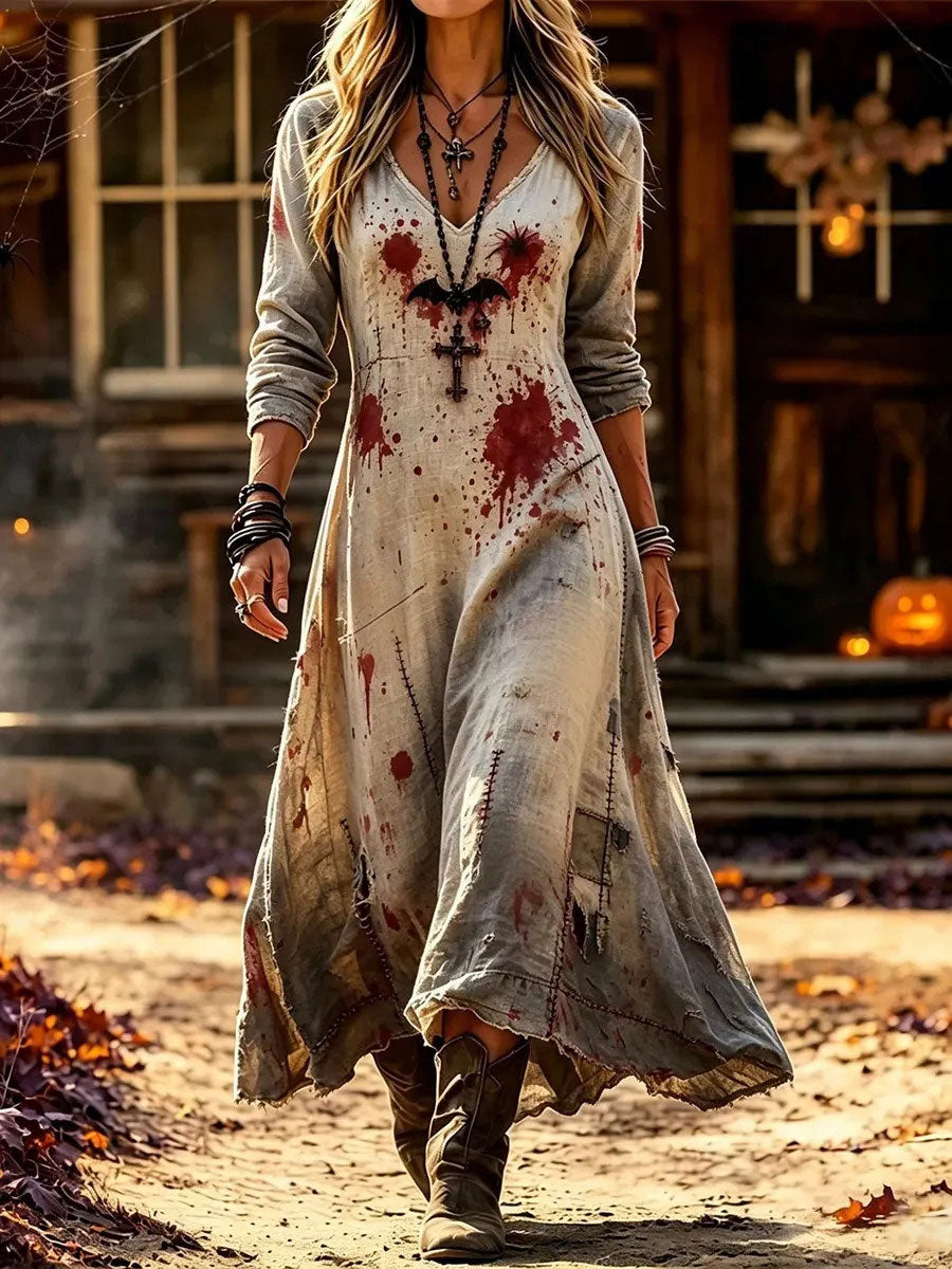 Women's Halloween Patchwork Art Dress