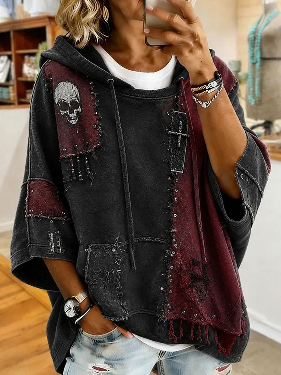 Women's Gothic Patchwork Art Hoodie