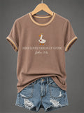 Women's Jesus Loves You Silly Goose Print Casual Tee