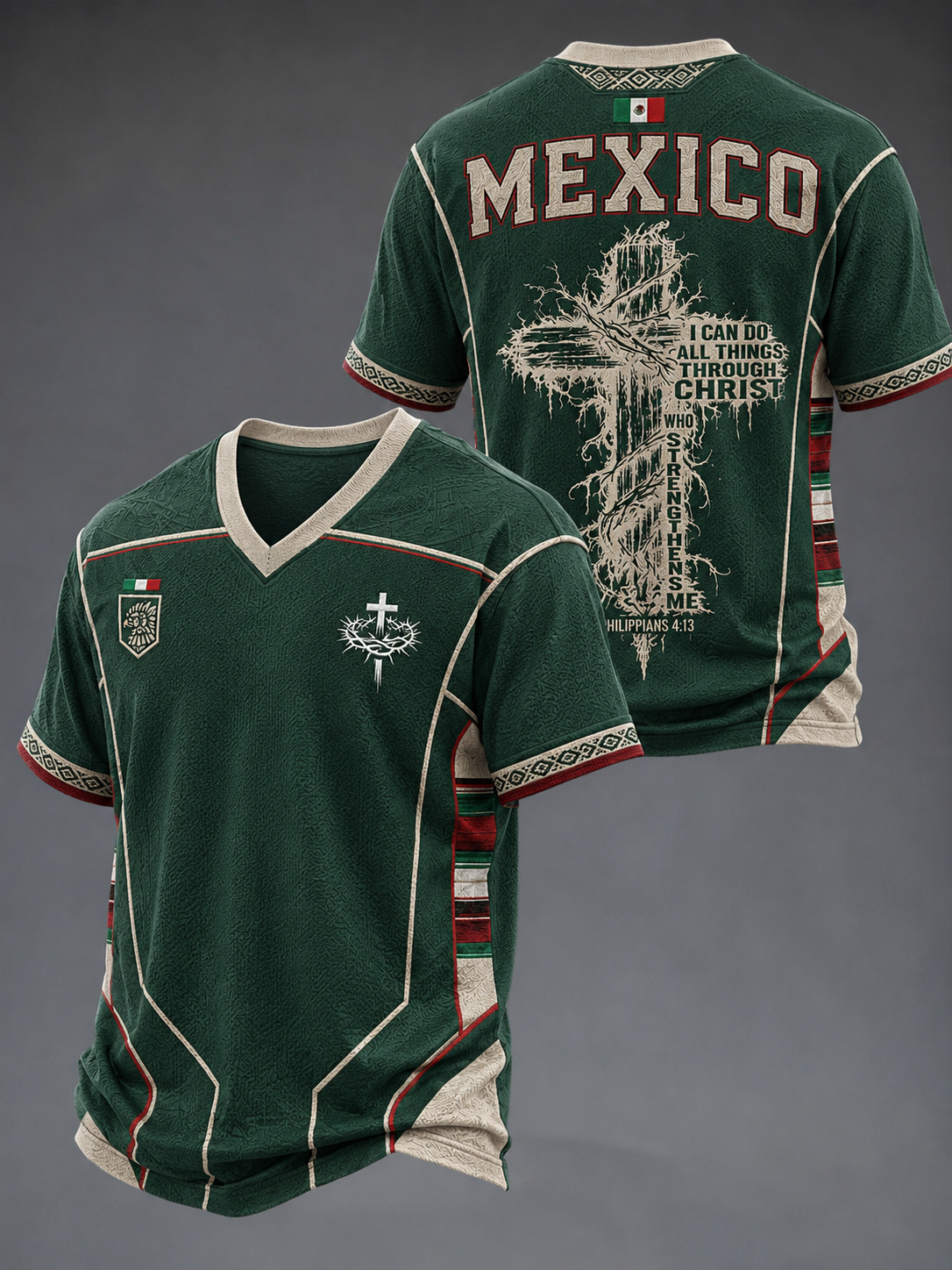 Men's Faith In Mexico V-neck T-shirt