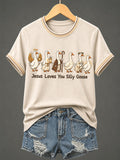 Women's Jesus Loves You Silly Goose Print Casual Tee