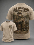 Men's Funny Old Bastards Fishing Club Lifetime Member Print Short Sleeve T-shirt