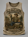Men's Funny Old Bastards Fishing Club Lifetime Member Print Casual Tank Top