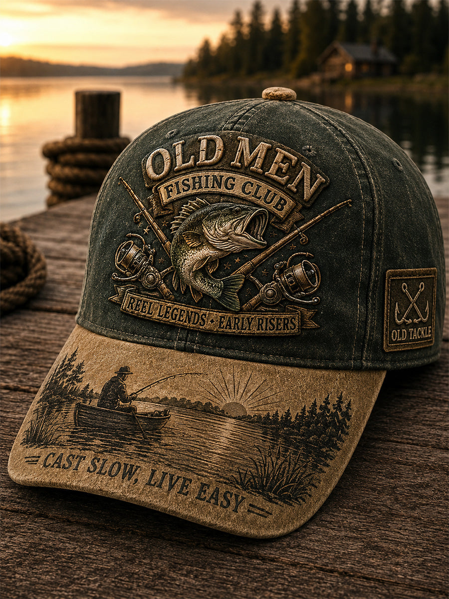 Unisex Funny Old Bastards Fishing Club Lifetime Member Print Hat