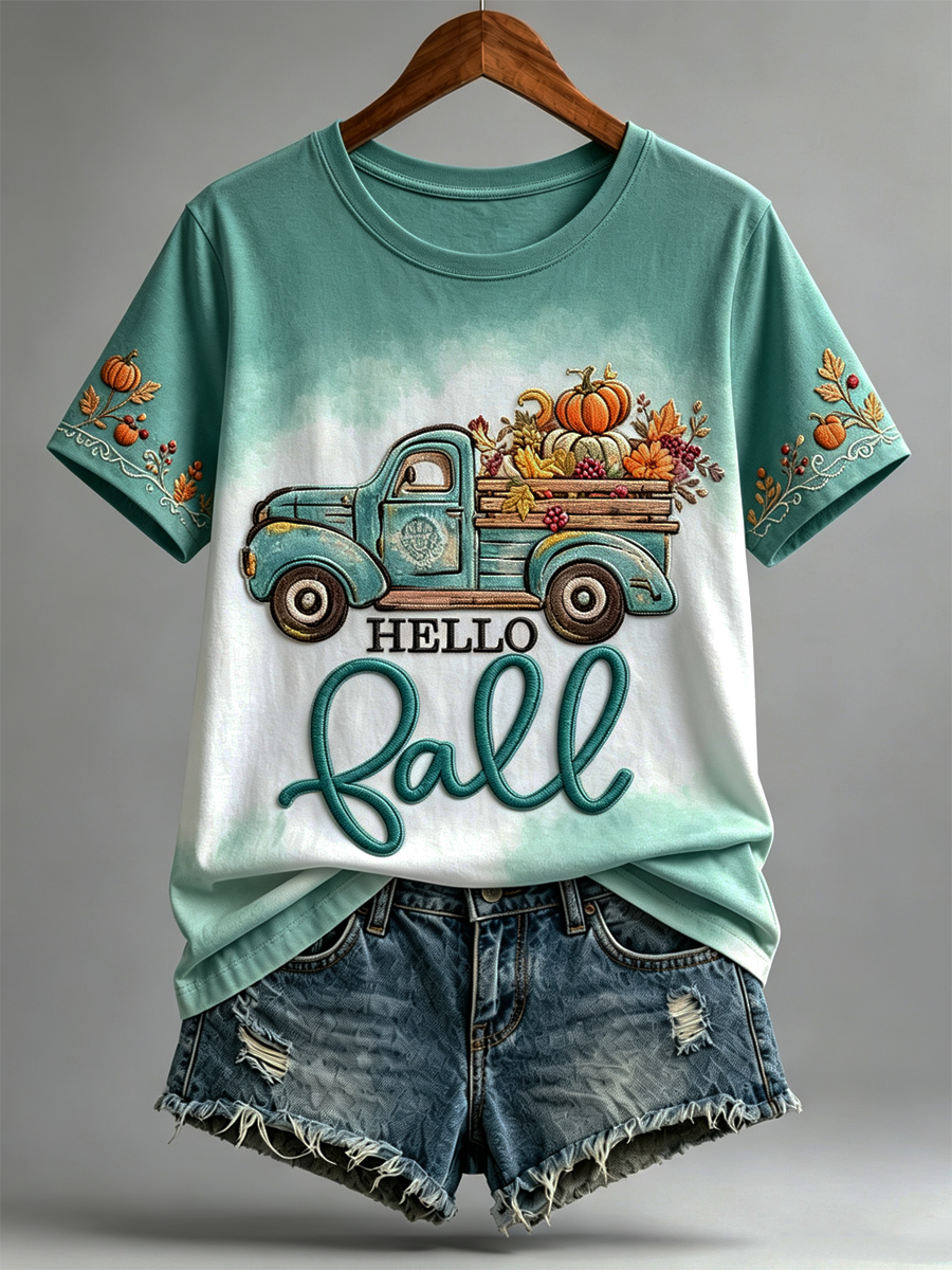 Women's Fall Printed short-sleeved T-shirt
