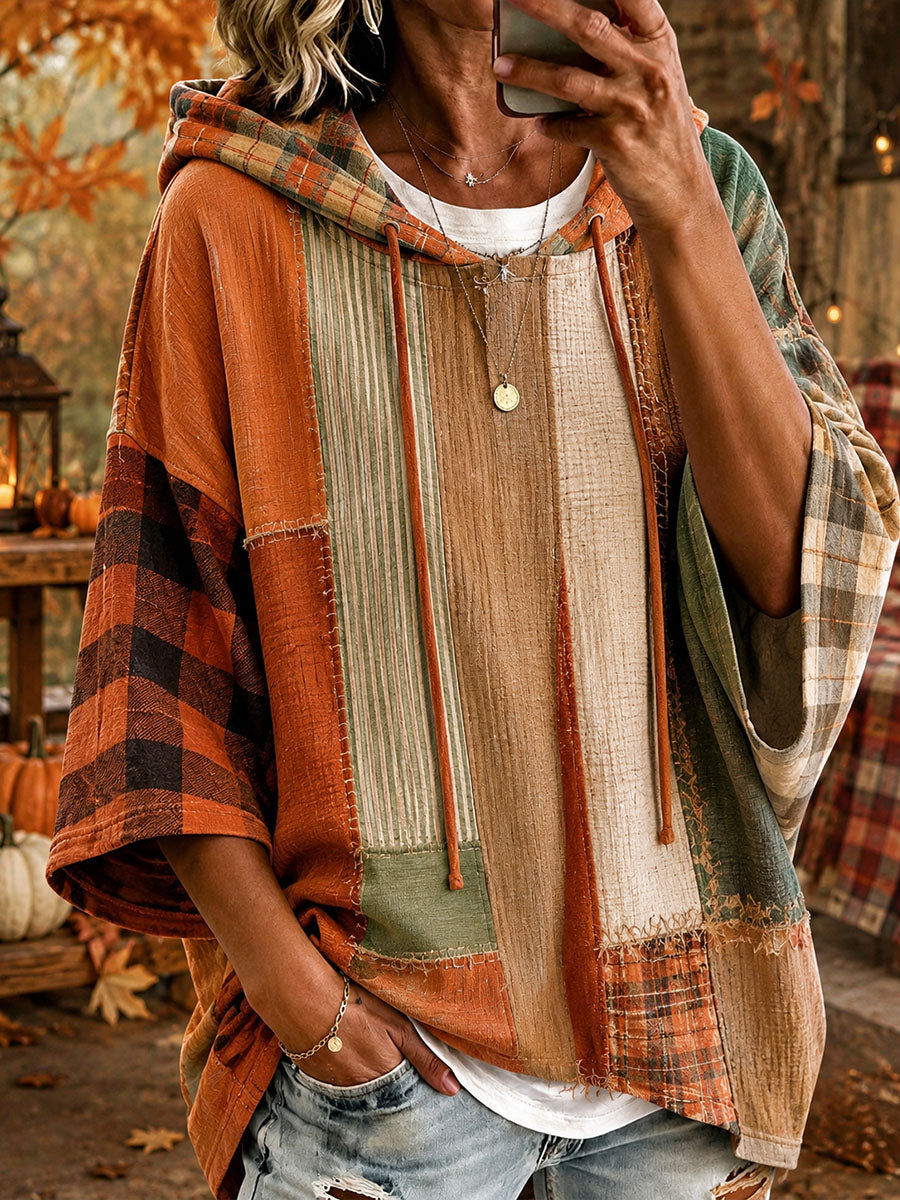 Women's Fall Patchwork Art Hoodie