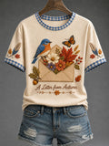 Women's "A Letter from Autumn" Print Casual T-Shirt