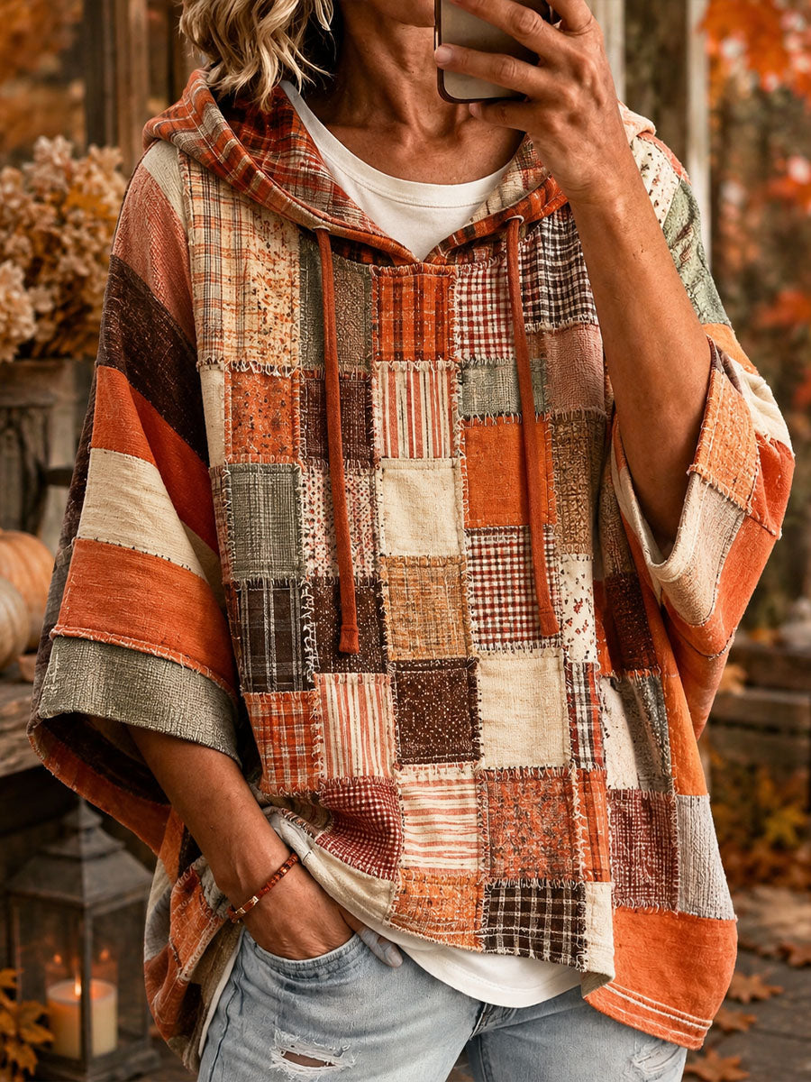 Women's Fall Patchwork Art Hoodie