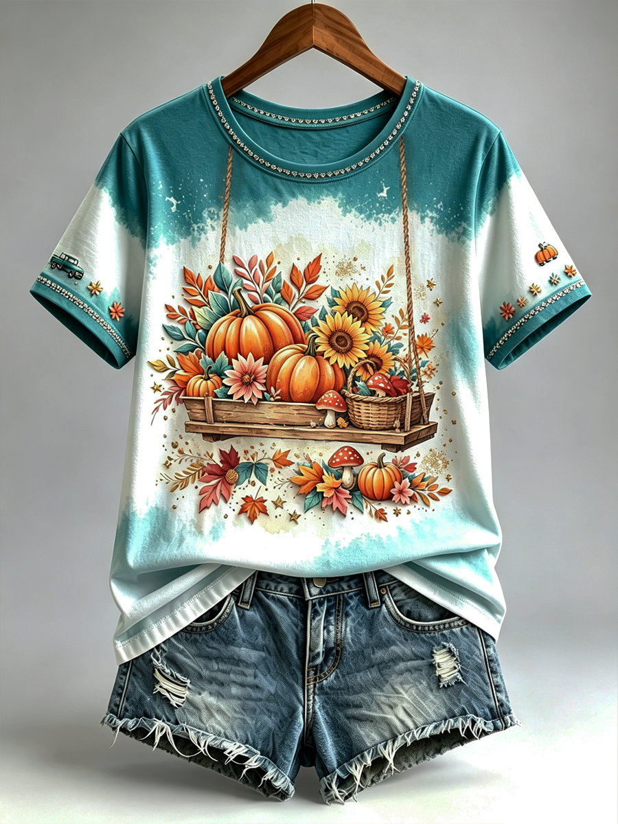 Women's Fall Printed short-sleeved T-shirt