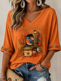 Women's "A Letter from Autumn" Print Casual T-Shirt