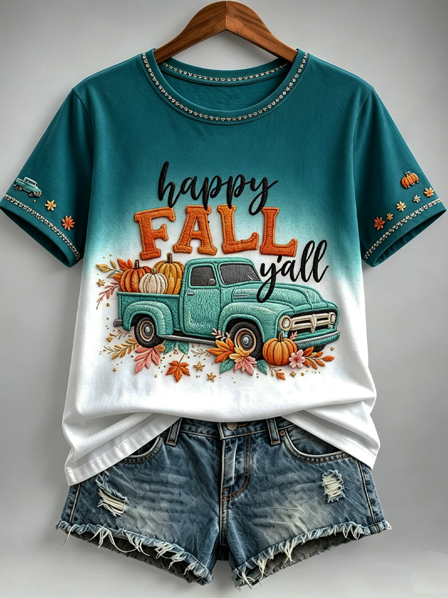 Women's Fall Printed short-sleeved T-shirt
