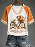Women's "A Letter from Autumn" Print Casual T-Shirt