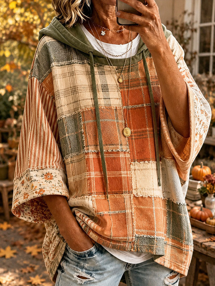 Women's Fall Patchwork Art Hoodie