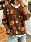 Women's autumn plant floral element printed casual sweatshirt