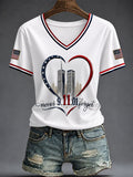 Women's America Printed V-neck T-shirt