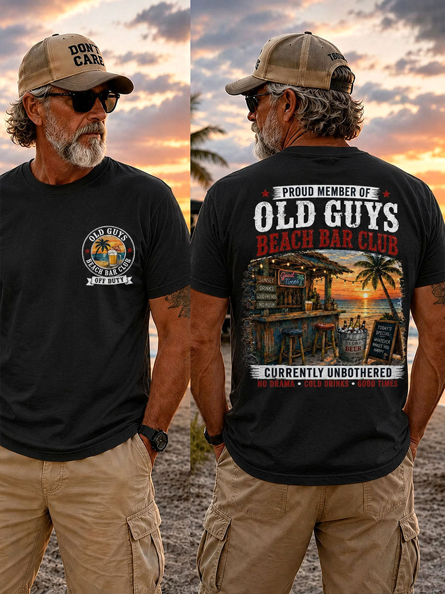 Men's "Proud Member of Old Guys Beach Bar Club" T-shirts