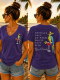 Women's "Wrinkles Only go Where Smiles Have Been" V-neck T-shirts