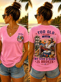 Women's "Too Old to Care Club, My Give a Damn Is Broken" V-neck T-shirts