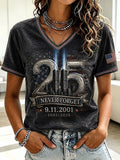 Women's 9.11 Never Forget Printed V-neck T-shirt