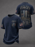 Men's WE WILL NEVER FORGET 9/11 25 YEARS 2001-2026 Waffle  Tee