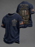 Men's WE WILL NEVER FORGET 9/11 25 YEARS 2001-2026 Waffle  Tee