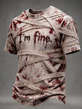 Men's "I'm Fine" Halloween Bloody Mummy Casual T-Shirt