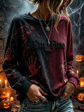 Women's"I'm Fine" Halloween Bloody Gothic Style Casual Regular Sweatshirt